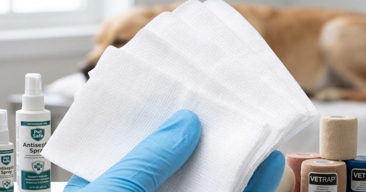 Gauze and wound-care products handled with gloves